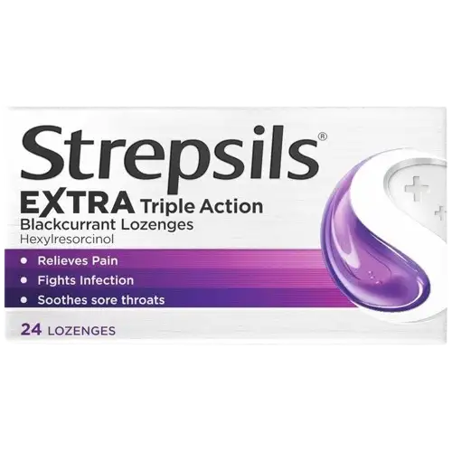 Strepsils Extra Triple Action Blackcurrant Lozenges